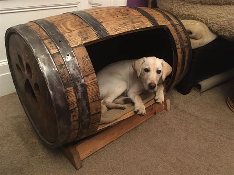 whiskey barrel dog bed